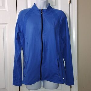 CoolBlast blue zipper front workout warmup jacket  Sz L EUC